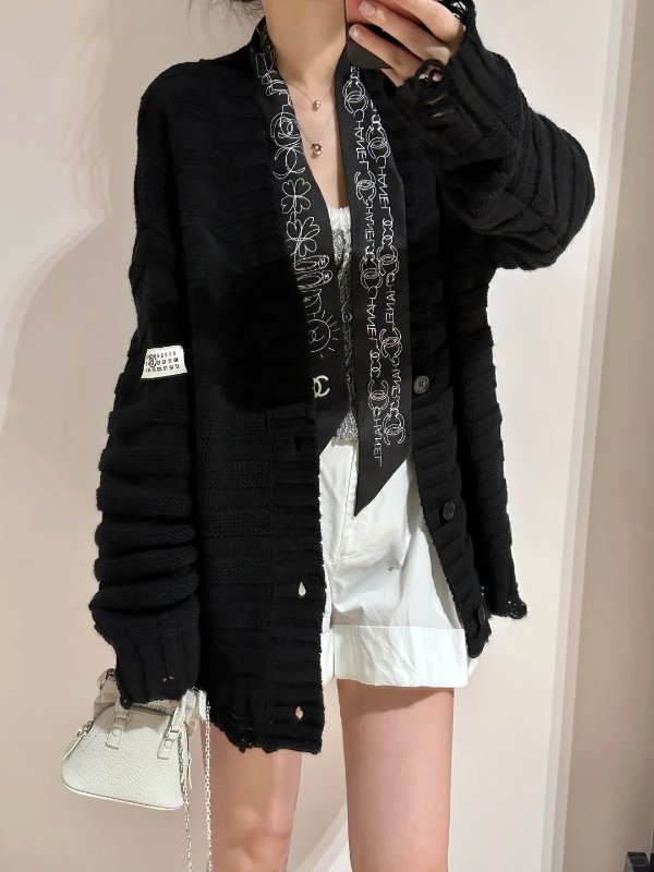 MM6 毛边针织开衫