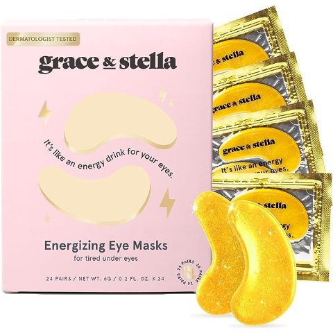 Under Eye Mask - Reduce Dark Circles, Puffy Eyes, Undereye Bags, Wrinkles - Gel Under Eye Patches, Vegan Cruelty-Free Self Care by grace and stella (24 Pairs, Gold)