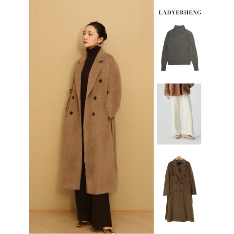 Double-breasted 羊毛阿尔帕卡大衣