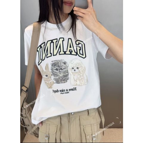 GanniBasic 动物图案T恤 白色