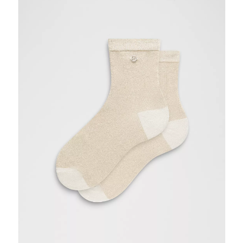 Lululemon一点柔软的金属纱线 非常精致Unisex 闪粉中筒袜