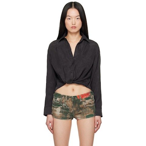 Black 扭结前襟衬衫