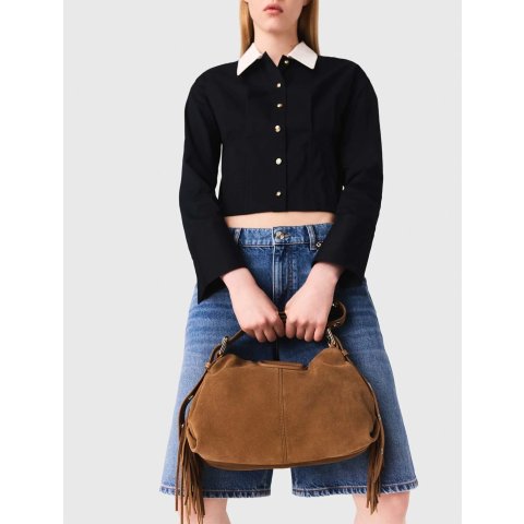 Cropped 弹力棉衬衫