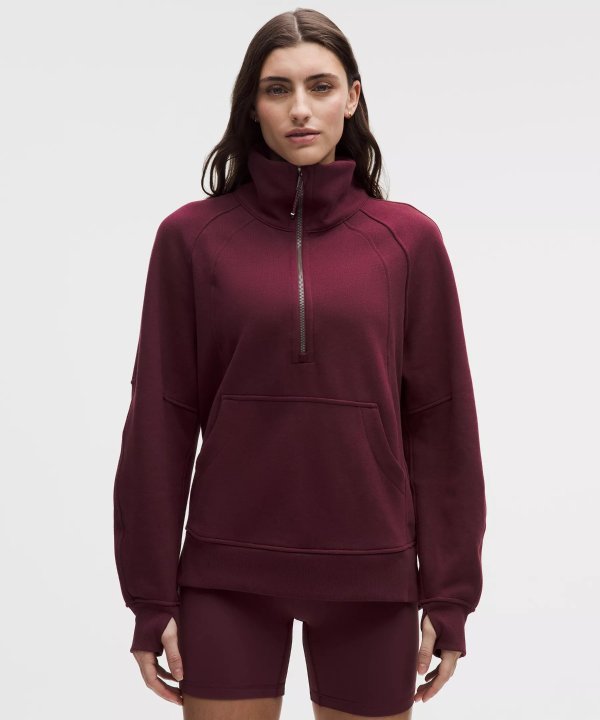 Scuba 半拉链长袖宽松上衣