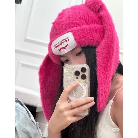 Charles Jeffrey LoverboyFluffy 兔子毛帽 粉色