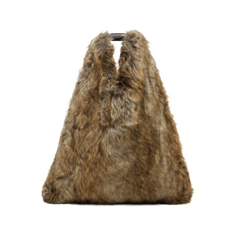 MM6 MAISON MARGIELABrown 缎面人造皮草托特包
