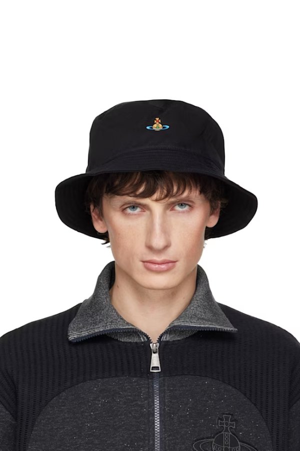 Black 刺绣标志渔夫帽