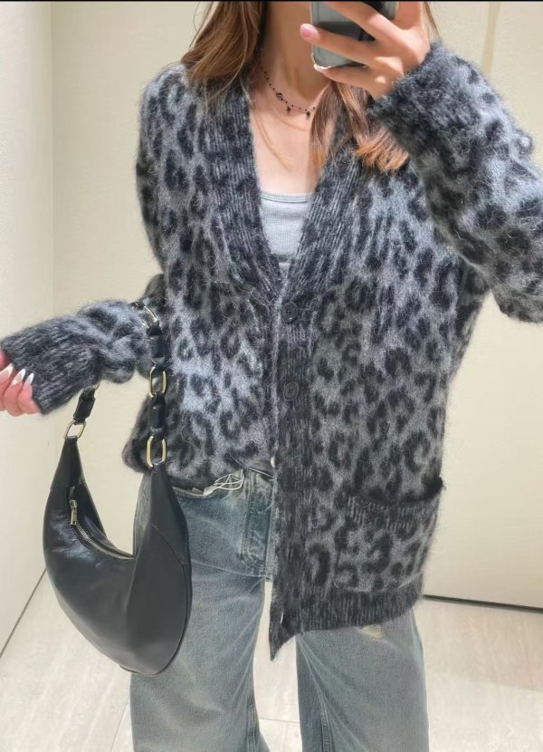 秋冬豹纹开衫