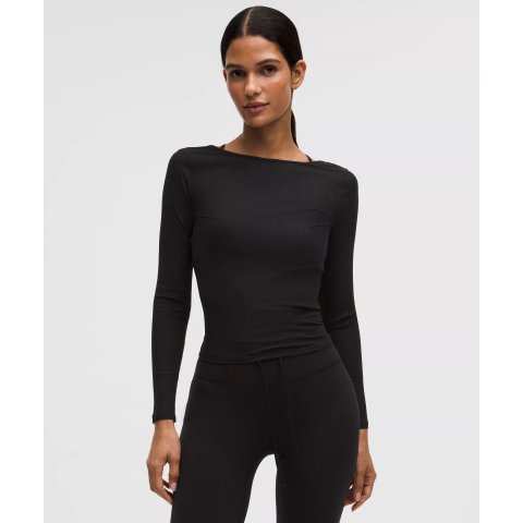 Ribbed 短款瑜伽长袖衫