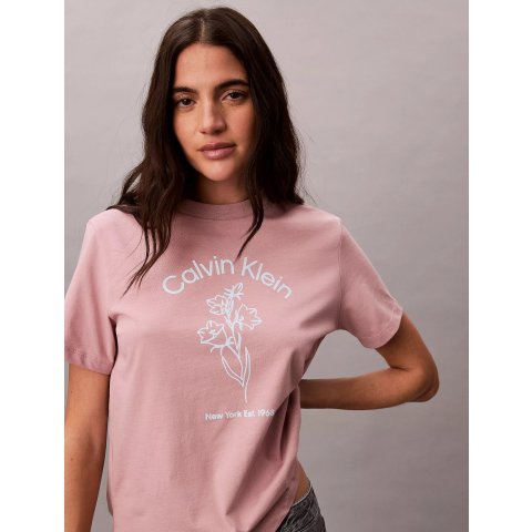 花卉标志印花T恤