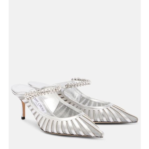 Jimmy ChooBing 65 金属感皮革网面高跟鞋