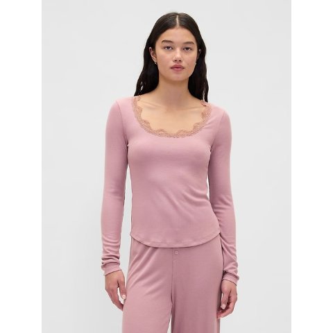 蕾丝边家居上衣