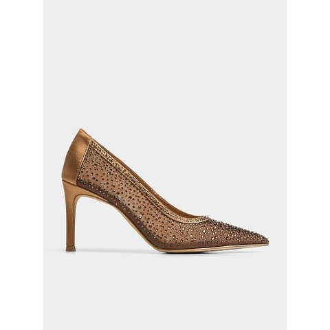 Kashe 水钻棕色高跟鞋