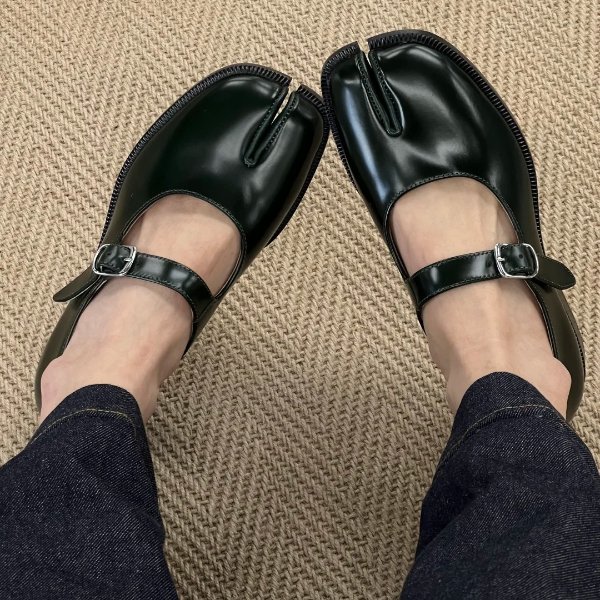 Mary Jane 方头鞋 黑色