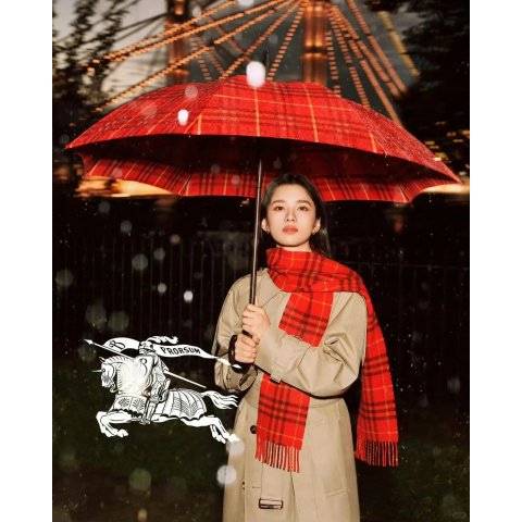 Burberry 格纹流苏围巾