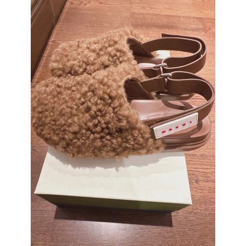 Logo Patch 棕色童款拖鞋