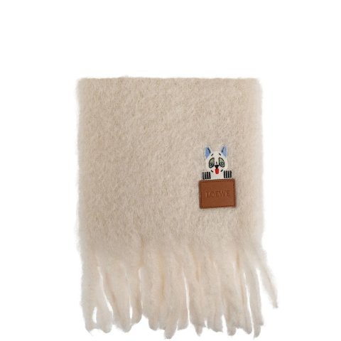 Loewe加拿大官$1090Loewe 流苏围巾 Logo贴