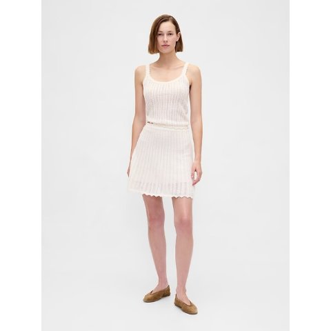 Gap所有色都好价Cotton Pointelle 迷你裙 纯棉