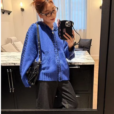 Openyy Blue Stitch 针织连帽衫 拉链