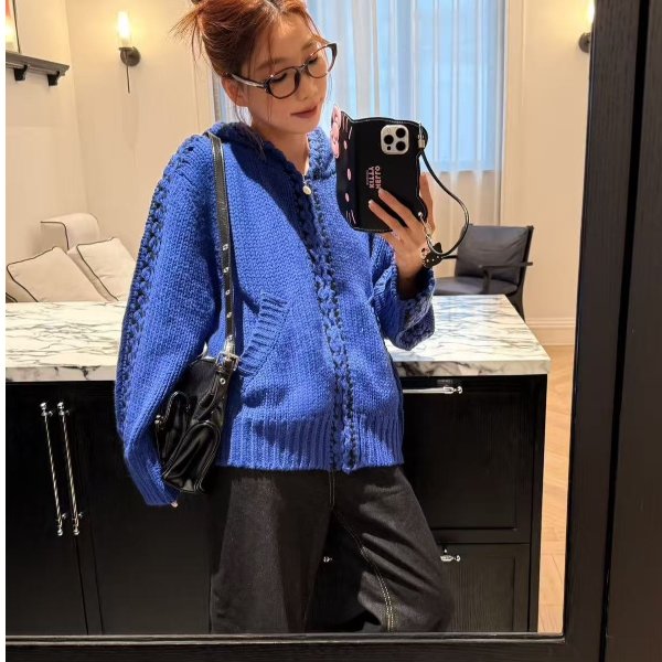 Openyy Blue Stitch 针织连帽衫 拉链
