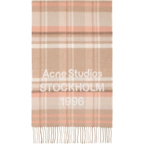 Wide Check 粉米格纹围巾