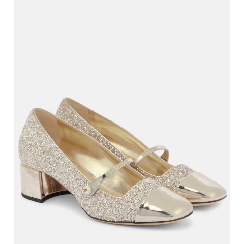 Jimmy ChooElisa 45 皮革亮片高跟鞋