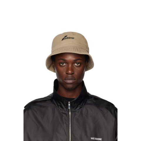 WD 标志米色水洗渔夫帽
