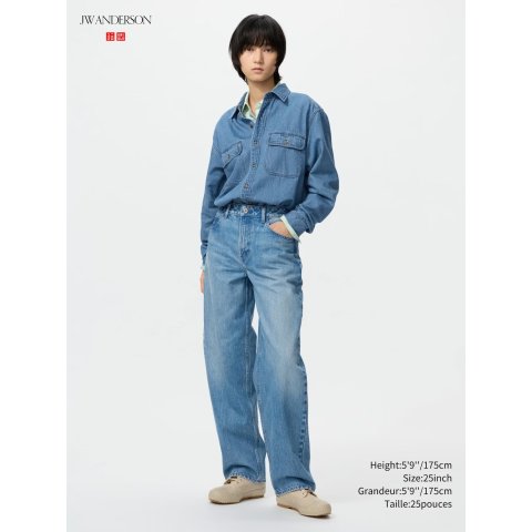 女士宽松牛仔裤 加长款