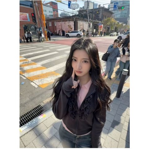 Gray 褶边连帽卫衣