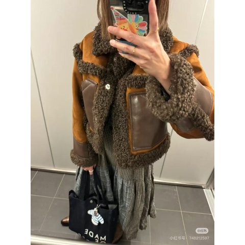 Stand StudioEdith 仿羊羔毛夹克 棕色