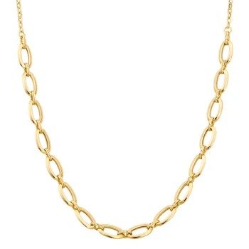 高亮面镀金椭圆链项链