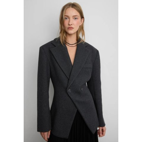 羊毛混纺双排扣西装外套