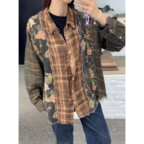 Green & Brown 条纹衬衫 落肩款