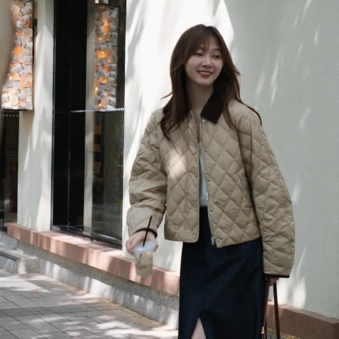 Quilted 按扣棉服外套