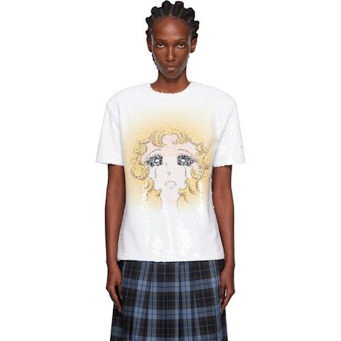 PushbuttonWhite 哭泣女孩亮片T恤