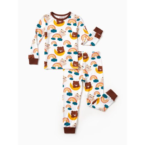 Bamboo 儿童动物印花睡衣套装 棕色