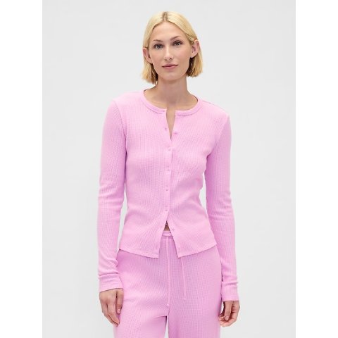 华夫纹开衫 纯色