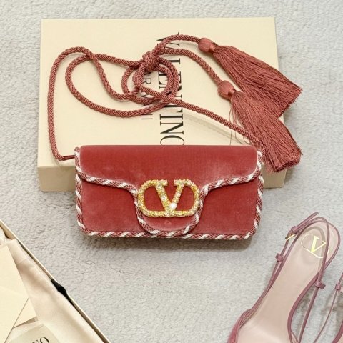 Valentino GaravaniJimmy Choo Loco Mini 天鹅绒手拿包