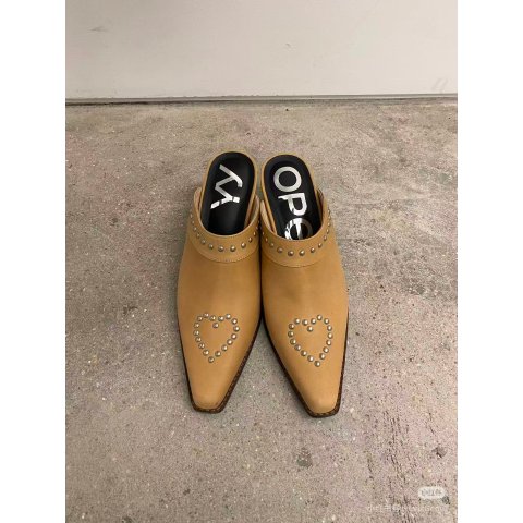 Heart 西部风穆勒鞋 米色