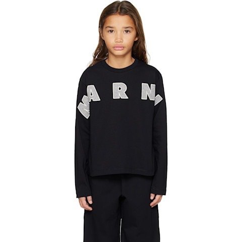 Logo 儿童黑色长袖T恤