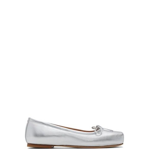 Gabriella 银色皮革芭蕾平底鞋