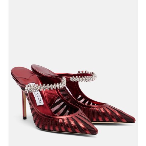 Jimmy ChooBing 100 金属皮革网眼穆勒鞋