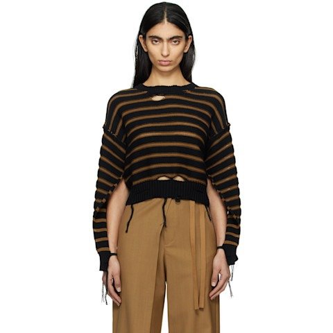 Black & Brown 圆领毛衣 条纹