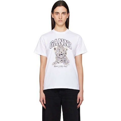 GanniBasic 豹纹宽松T恤 白色