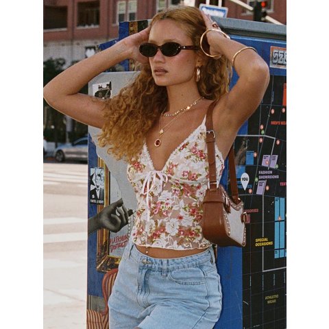 Amessa 蕾丝长袖上衣 花卉