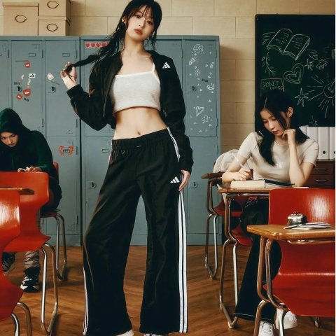 Adidas郑雅娴同款  Firebird 女款宽松裤