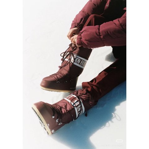 Icon 尼龙靴 酒红色