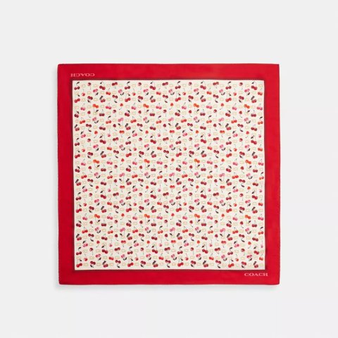 Sculpted C 樱桃印花真丝方巾