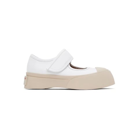 White Pablo Mary Jane 芭蕾平底鞋