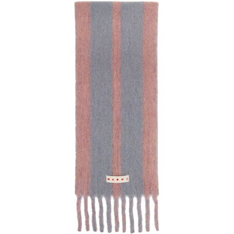 MarniAlpaca 条纹羊驼围巾 粉灰色